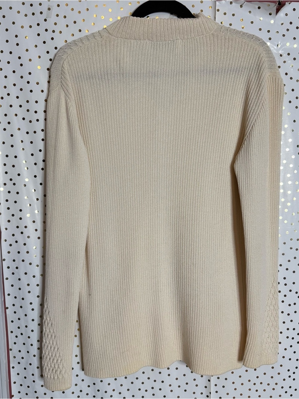 St. John Collection Cream Zip-Front Ribbed Knit Cardigan - Picture 7 of 7